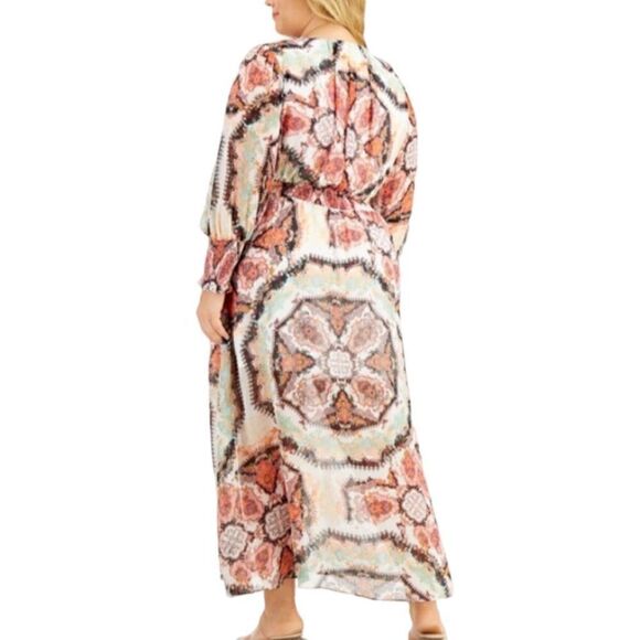 INC Plus Size Smocked Puff Sleeve Maxi Dress Size 3X - Picture 2 of 8